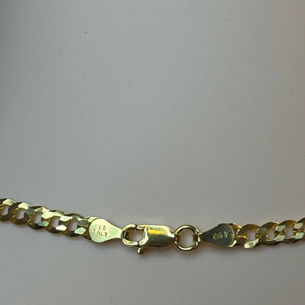 14k Yellow Gold Over Italian sterling silver 20 inch 4.1 MM Italian Cuban chain